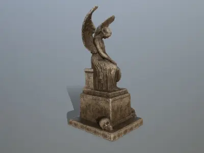 statue 3 of woman with wings Low-poly 3D model