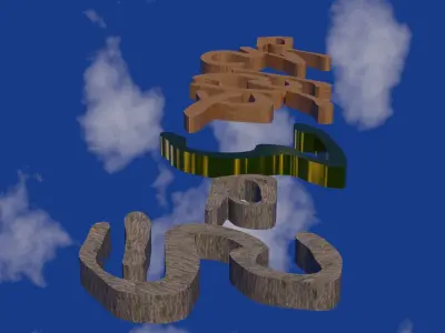 Chinese scripts  for education animation Low-poly 3D model