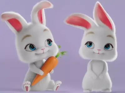 Cartoon Rabbit Rigged 3D model