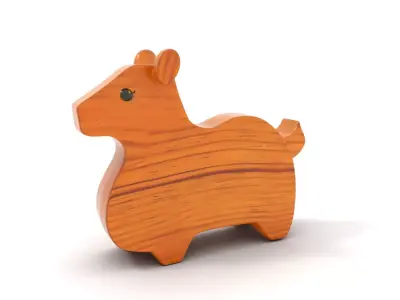 Wooden Animal Figure model pack Low-poly 3D model