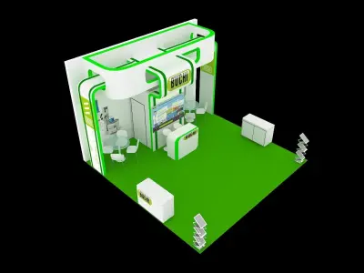 Booth Exhibition Design size 6x6 m three sides open Low-poly 3D model