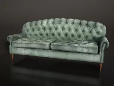 Vintage Velvet Sofa - High-Quality PBR  Low-poly 3D model