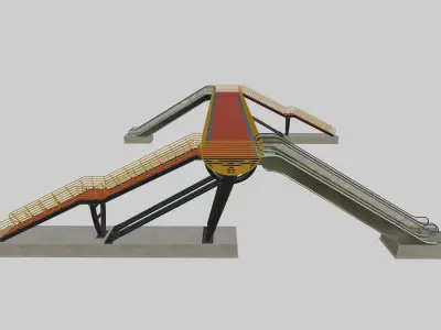 Steel Pedestrian Bridge-Escalator-Oblique Cone Column Type-26 3D model