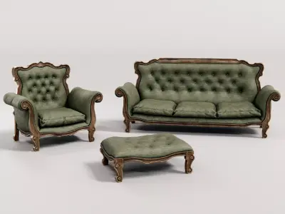 furniture set - fancy antique Low-poly 3D model
