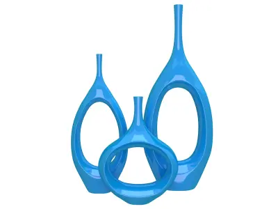 Decor Tabletop Hollowed Vases blue 3D model