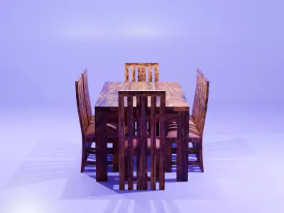 Sheesham Dining Table Low-poly 3D model