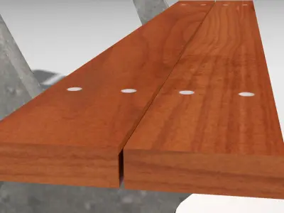 Bench made of wood and concrete Free 3D model
