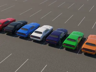 R3DP Low-Poly PBR American Cars - Dodge Challenger Low-poly 3D model