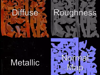 Ornate Wood Carving model pack Low-poly 3D model