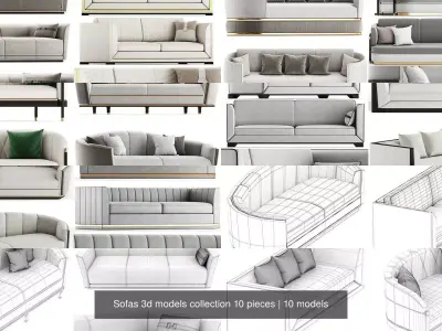Sofas 3d models collection 10 pieces