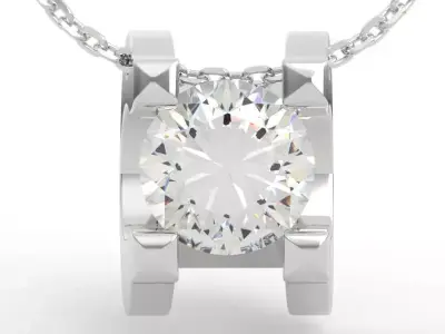 Stunning Tension Set Diamond Pendant Model 3D print model
