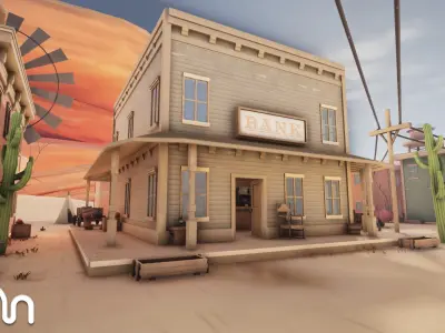 Stylized Old Western Low-poly 3D model