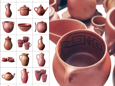 Dishes clay decor n19 3D model