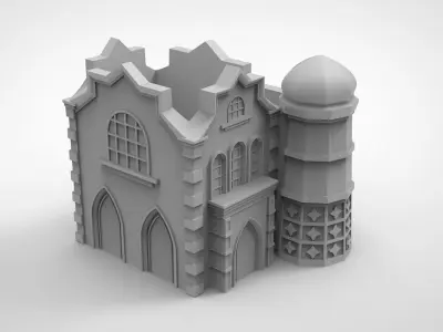 European style architectural castle 3D print model