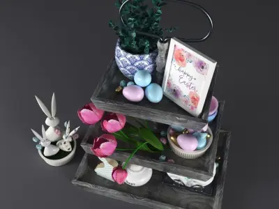 happy ester decorative set 3D model