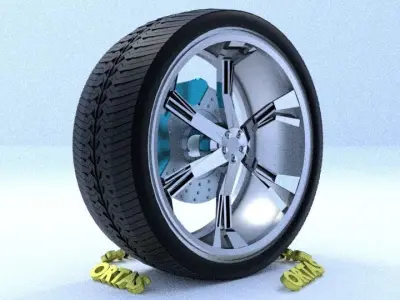 ORTAS CAR RIM 12 GAME READY RIM TIRE AND DISC 3D model