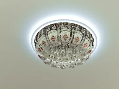 Chandelier with crystals on ceiling 3D model