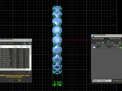 U Shaped Eternity Ring 3 point 2 mm stone size swiss 10 and EU50 3D print model
