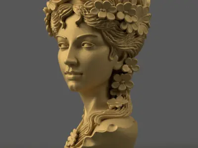 Elegant woman Head planter candy container candle holder 3D print model