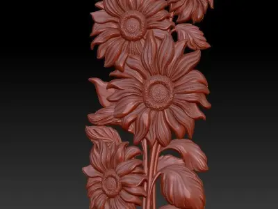 beautiful relief sunflowers 4 3D model