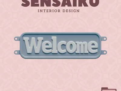 Welcome Door Sign 3D Print File for DIY Home Decor Sensaiku 3D print model
