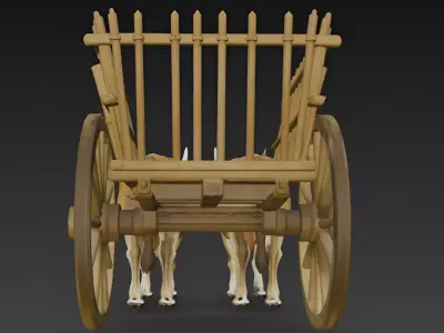 Ox Cart Bullock 3D Model 3D model