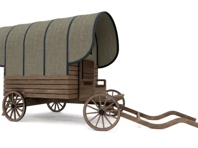 WOODEN HORSE CAR Low-poly 3D model