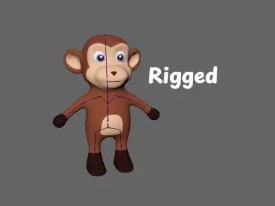 High-Quality 3D Cute Monkey - Animated for Games  Low-poly 3D model