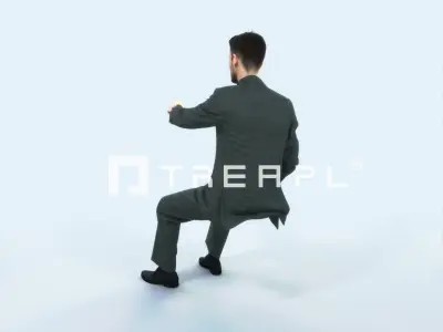 Posture 20H Driver Driving Sitting Elegant Business Man Low-poly 3D model