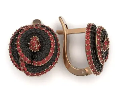 G0114 rose gold earrings with sapphires 3D print model