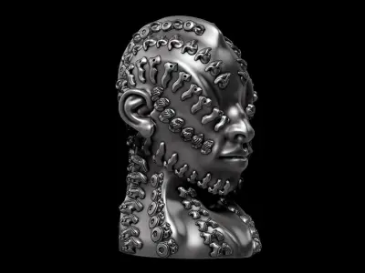 modern abstract robotic human head a165 3D print model