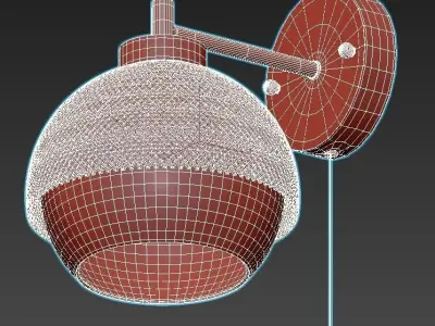 nocciola-70106-1 wall light with shade and gold accents 3D model