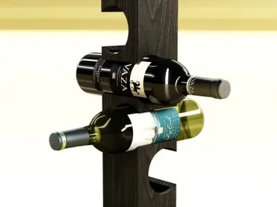 Wine Rack 6 and 2 Wine Bottles 3D model