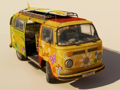 Volkswagen Transporter Van Stylized Low-poly 3D model