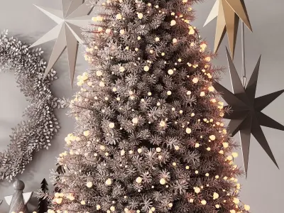 241 happy new year 04 christmas tree mono 01 light 3D model