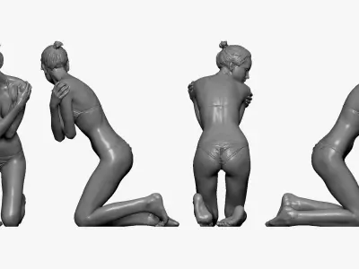 001237 woman in underwear clod pose 3dp 3D print model