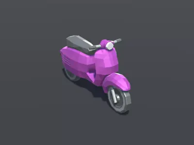 Scooter Retro Old Low Poly Low-poly 3D model