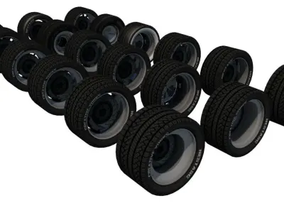 Wheels Pack 1 Low-poly 3D model