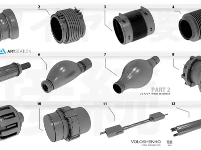 SCI FI WIRES ELEMENTS  3D model