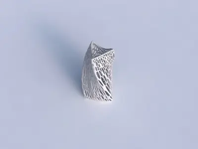 Vase twist curved tipping triangle 2 with fine organic lattice 3D print model