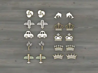 Aretes -Topitos para dama paquete de 10 -v- 3D print model