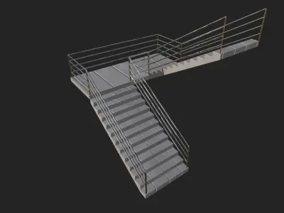 3D Stair Model - With Ladder At Apartment - Textures -  Low-poly 3D model