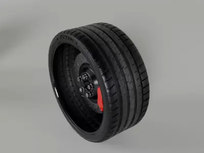 Car Tire and Brake High Poly 3D model