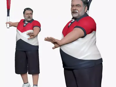 001197 happy old tennis man 3dp 3D print model