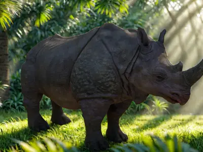 Realistic Rhino 3D Model  Game Ready  PBR Textured Low-poly 3D model