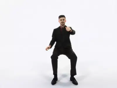 Posture 20C Driver Driving Sitting Elegant Business Man Low-poly 3D model