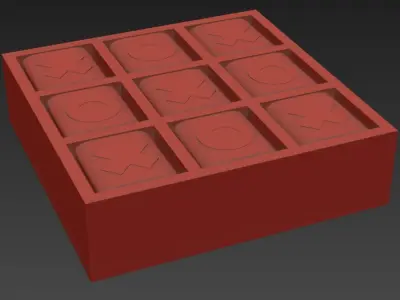 Studio Rustic Mango Wood and Aluminum Tic Tac Toe Decorative Box 3D model