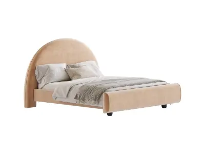 Desirae Flannelette Round Shaped Headboard Bed Frame King 3D model