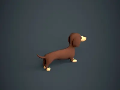 Dachshund Dog Stylized Low-poly 3D model