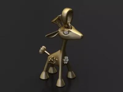 Golden Deer-Inspired Pendant 3D print model